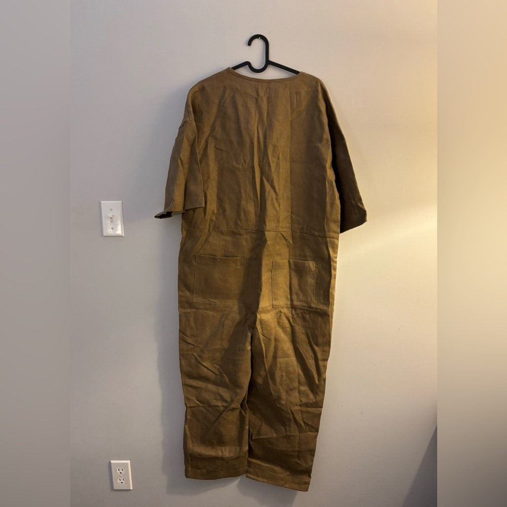 NWOT XS Beaton Linen utility jumpsuit - Sage - Picture 3 of 5